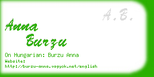 anna burzu business card